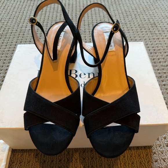 L.K. Bennett Tabitha Black Suede Sandals - Picture 3 of 6